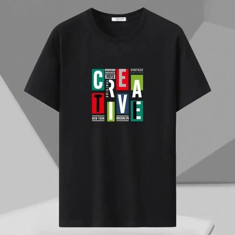 Men Oversized Tees Plus Size 4XL 5XL 6XL 7XL Printed T-shirt for 110-175kg Summer Cotton T-shirt Round Neck Short Sleeve Tops