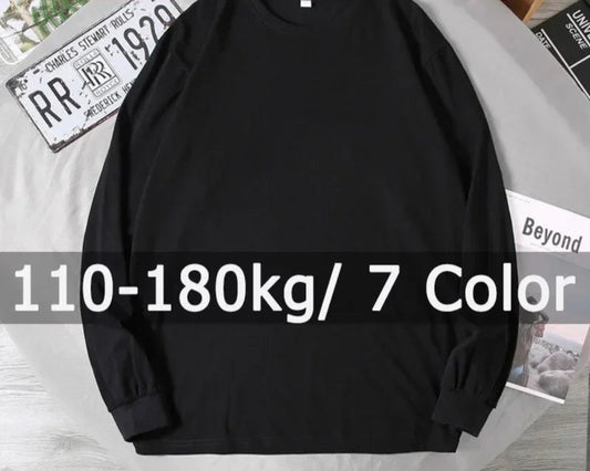 180kg Plus Size Men Cotton T Shirt Long Sleeved Pullovers Printed Tops Big Size 5XL 6XL 7XL Autumn Winter Big Size Men Clothing