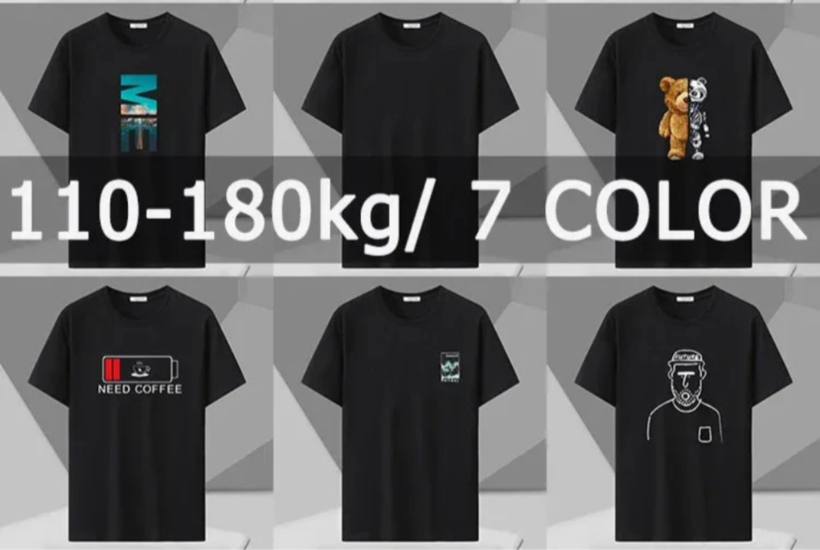 Plus Size Printed T Shirt Men 5XL 6XL 7XL 180kg Loose Short Sleeve Tee Oversized Tops Big Size Men Clothing 티셔츠 반팔 남자